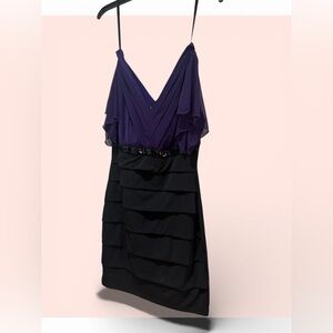 Short evening dress, purple and black size 10 Petit